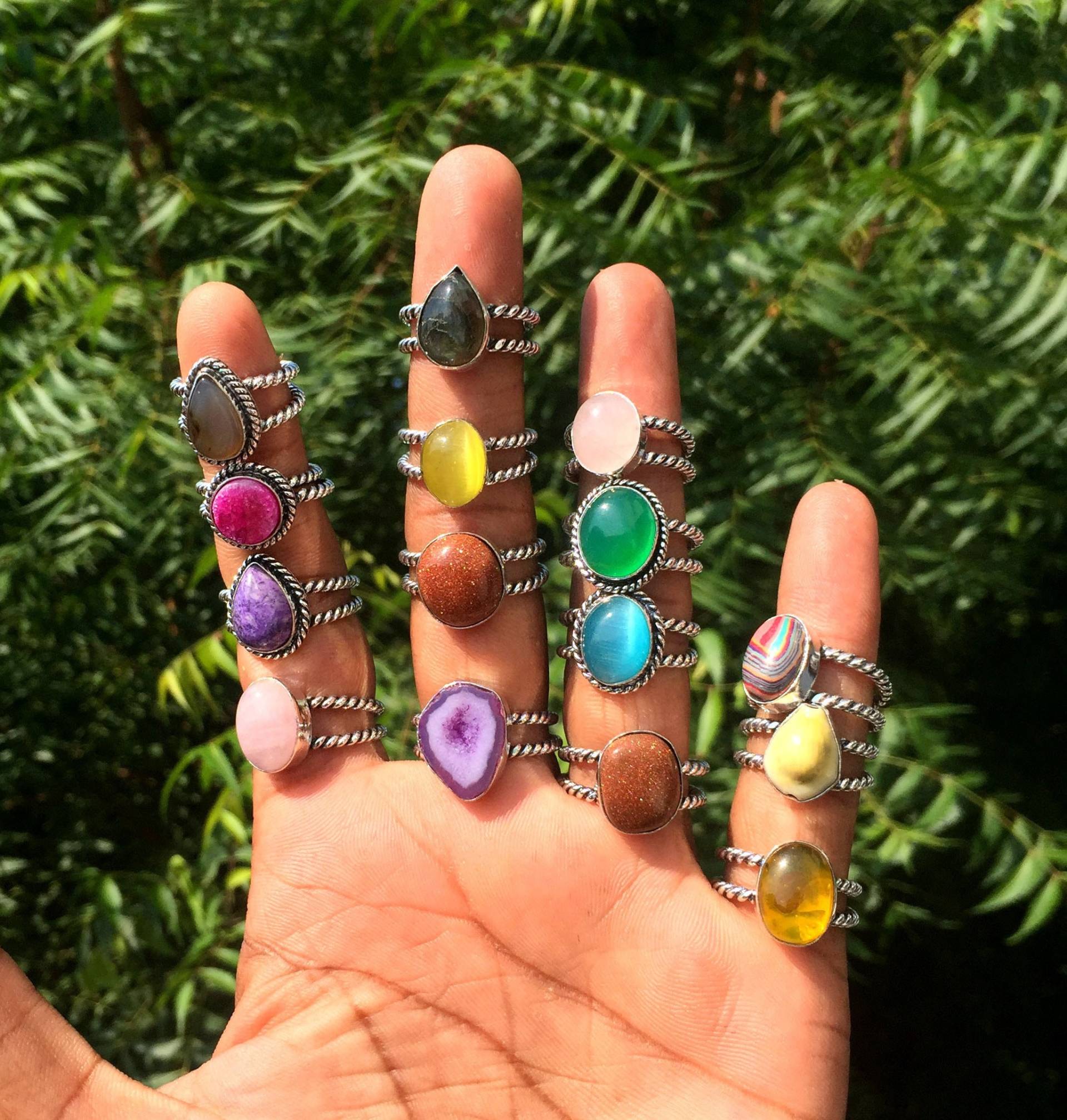 Kristall Ringe, Handgemachter Schmuck Vintage Hippie Versilberte Ringe Für Frauen, Ring, Chunky Boho Geschenk von NEWCELLECTION