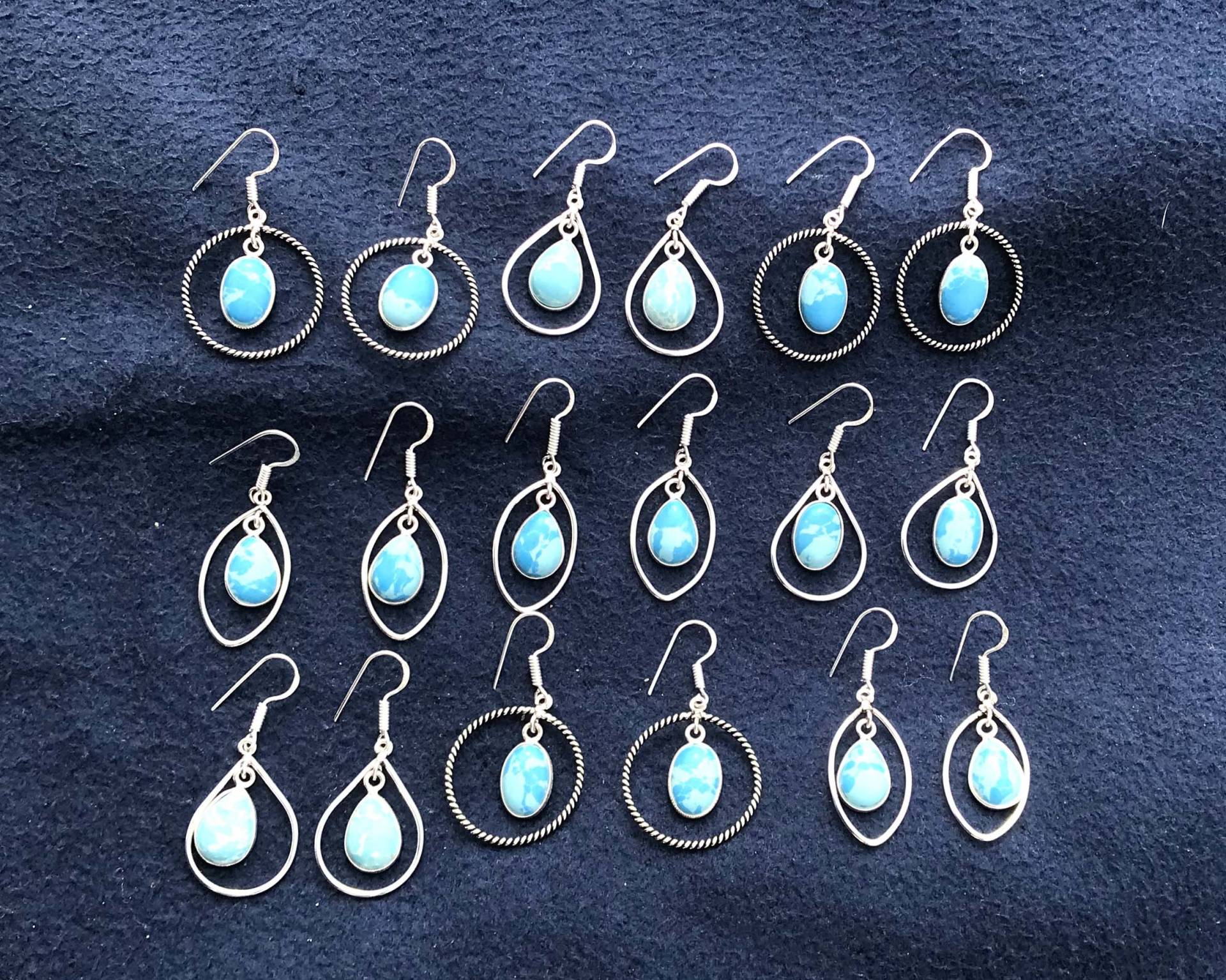 Larimar Edelstein Ohrring, Silber Overlay Handgemachter Hippie Boho Ohrringe, Kristall Schmuck von NEWCELLECTION