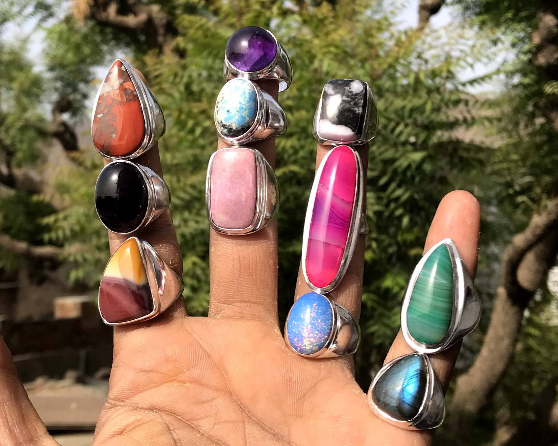 Natürlicher Türkis & Multi Edelstein Silber Overlay Mann Ring, Kristall Männer Handgemachter Geschenk Schmuck, Boho Hippie Ringe von NEWCELLECTION