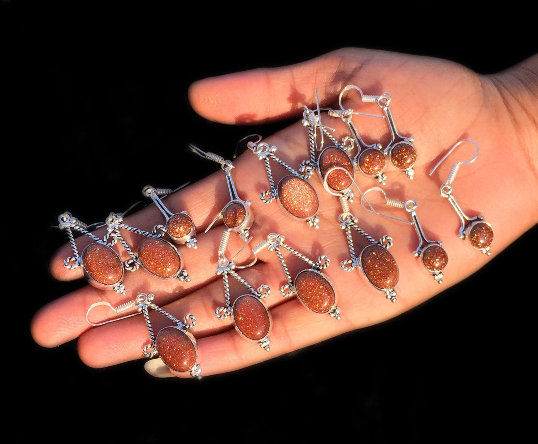 Sunstone Edelsteinohrring, Ohrring, Versilbert Handgemachte Vintage Mädchen Und Frauen Schmuck, Mix Form Größe Ohrring Schmuck Sunstone Edelsteinohrring, Ohrring, Versilbert Handgemachte Vintage Mädchen Und Frauen Schmuck, Mix Form Größe Ohrring Schmuck von NEWCELLECTION