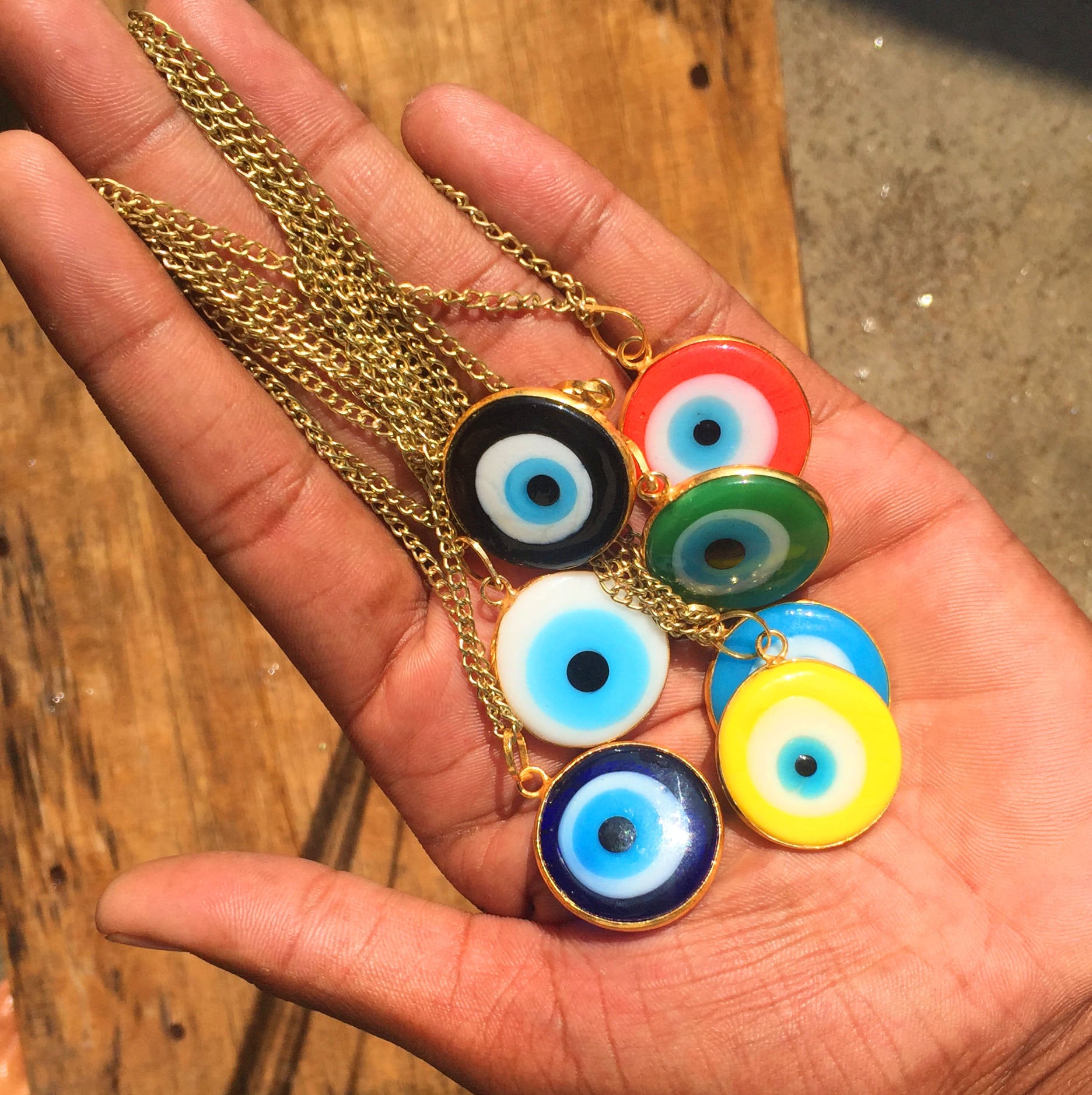 Vergoldete Evil Eye Halskette Anhänger, Frauen Nazar Halskette, Yoga von NEWCELLECTION