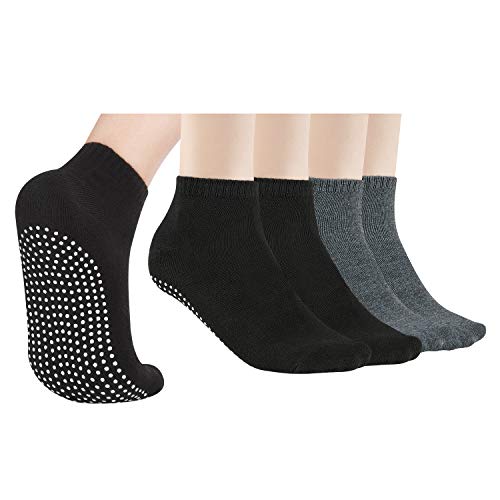 NEWCHAO 4 Paar rutschfeste Socken Anti-Rutsch-Socken für Frauen, Männer, Grip-Socken für Yoga Home Barre Pilates Hospital Workout von NEWCHAO