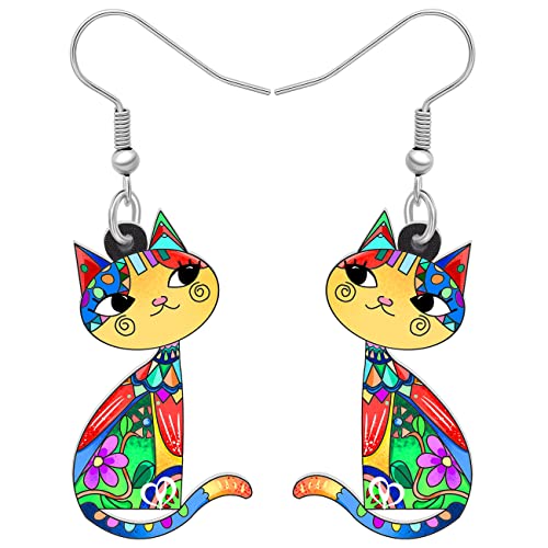 NEWEI Acryl Anime Katzen Ohrringe Cute Katze Schmuck Lustige Katze Geschenke für Damen Mädchen Frauen Charms (Grün) von NEWEI