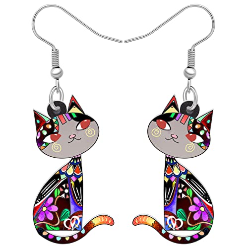 NEWEI Acryl Anime Katzen Ohrringe Cute Katze Schmuck Lustige Katze Geschenke für Damen Mädchen Frauen Charms (Schatten) von NEWEI