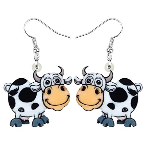 NEWEI Acryl Anime Milchvieh Kuh Ohrringe Drop Dangle Farm Tier Schmuck Für Frauen Mädchen Geschenk Charm (Daisy) von NEWEI