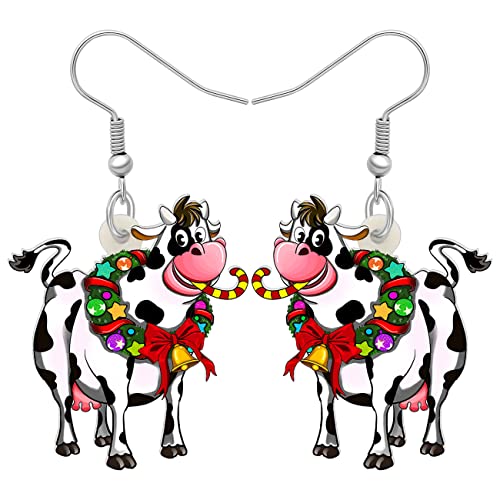 NEWEI Acryl Anime Milchvieh Kuh Ohrringe Drop Dangle Farm Tier Schmuck Für Frauen Mädchen Geschenk Charm (Grün) von NEWEI