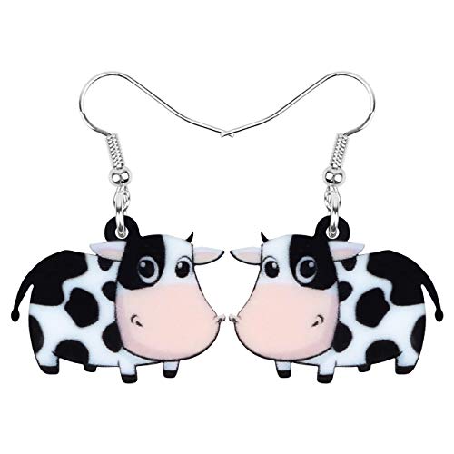 NEWEI Acryl Anime Milchvieh Kuh Ohrringe Drop Dangle Farm Tier Schmuck Für Frauen Mädchen Geschenk Charm (Kuh) von NEWEI