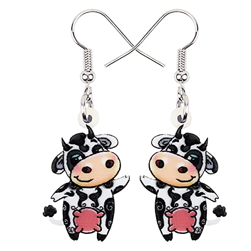 NEWEI Acryl Anime Milchvieh Kuh Ohrringe Drop Dangle Farm Tier Schmuck Für Frauen Mädchen Geschenk Charm (Kuh B) von NEWEI