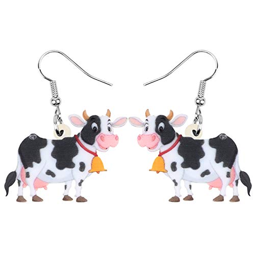 NEWEI Acryl Anime Milchvieh Kuh Ohrringe Drop Dangle Farm Tier Schmuck Für Frauen Mädchen Geschenk Charm (Schnee) von NEWEI