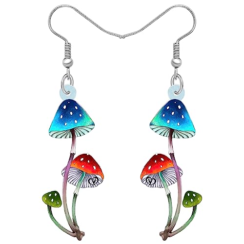 NEWEI Acryl Bunte Pilz Ohrringe Hängend Cute Pilz Schmuck Für Damen Teenager Mädchen Charms (Pilz C) von NEWEI