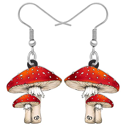 NEWEI Acryl Bunte Pilz Ohrringe Hängend Cute Pilz Schmuck Für Damen Teenager Mädchen Charms (Pilz I) von NEWEI