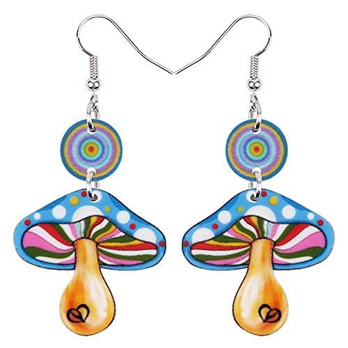 NEWEI Acryl Bunte Pilz Ohrringe Hängend Cute Pilz Schmuck Für Damen Teenager Mädchen Charms (Pilz O) von NEWEI