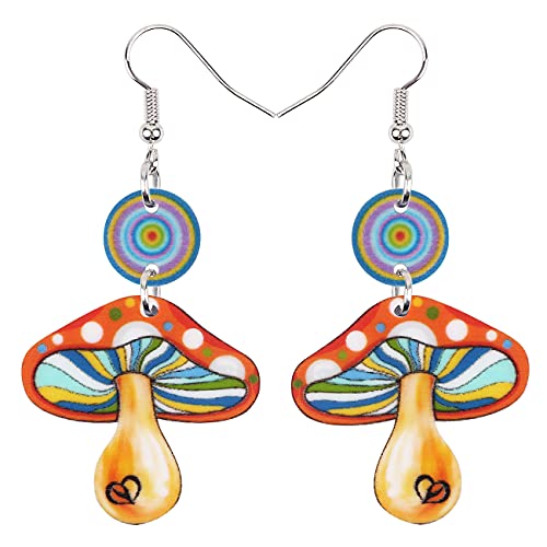 NEWEI Acryl Bunte Pilz Ohrringe Hängend Cute Pilz Schmuck Für Damen Teenager Mädchen Charms (Pilz Q) von NEWEI