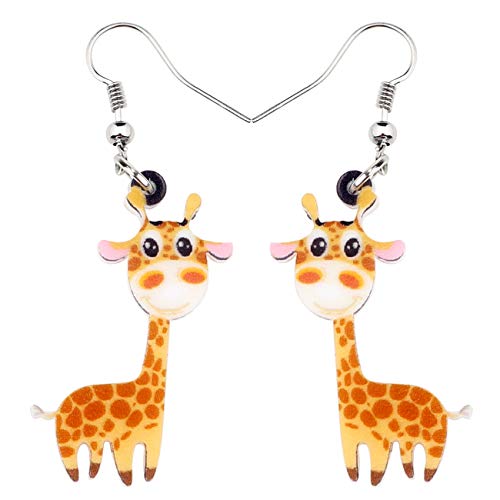 NEWEI Acryl Cartoon Giraffe Ohrringe Tropfen Cute Dschungel Tier für Damen Frauen Mädchen Schmuck Geschenke Charms (Gelb) von NEWEI
