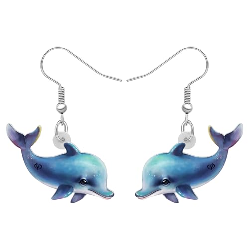 NEWEI Acryl Delfin Ohrringe Baumeln Schmuck Für Frauen Mädchen Ozean Meer Tierliebhaber Charms Geschenke (Delfin A) von NEWEI