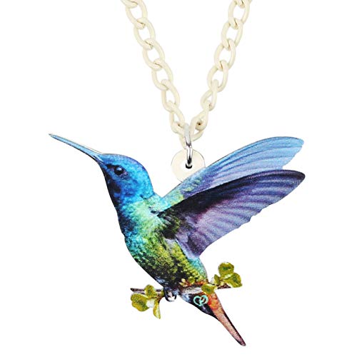 NEWEI Acryl Floral Flying Kolibri Vogel Papagei Halskette Kette Anhänger Kragen Modeschmuck Für Frauen Mädchen Geschenk Charm (Grün) von NEWEI