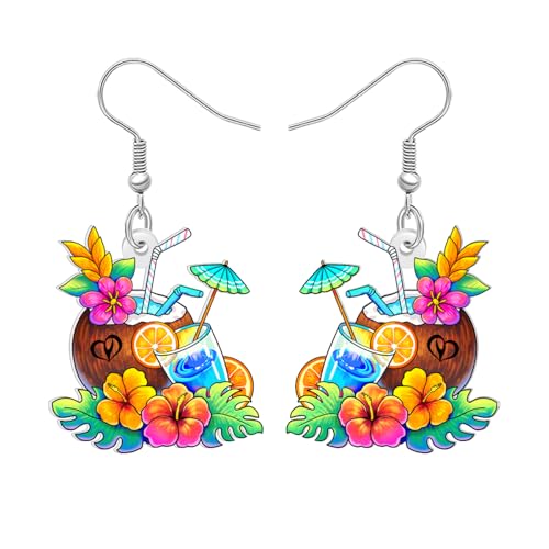 NEWEI Acryl Fun Hawaiian Island Thema Tropischen Kokosnuss Palme Ohrringe Hängend Niedlich Meer Tier Krabbe Ohrringe Baumeln Sommer Schmuck für Damen Mädchen Strand Urlaub Party Geschenke (Braun) von NEWEI