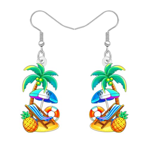 NEWEI Acryl Fun Hawaiian Island Thema Tropischen Kokosnuss Palme Ohrringe Hängend Niedlich Meer Tier Krabbe Ohrringe Baumeln Sommer Schmuck für Damen Mädchen Strand Urlaub Party Geschenke (Gelb) von NEWEI