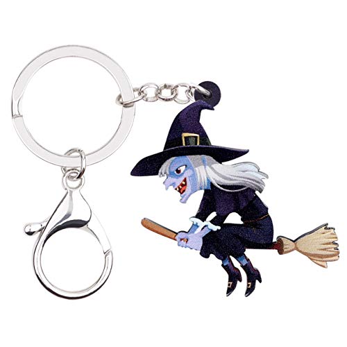NEWEI Acryl Halloween Horror Schädel Zombie Schlüsselanhänger Voodoo Puppe Anhänger Schmuck für Frauen Mädchen Handtasche Autozubehör (Halloween Hexe) von NEWEI