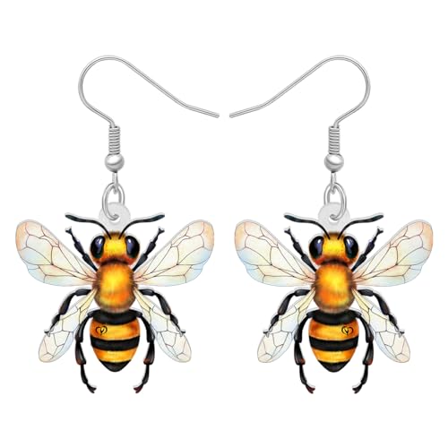 NEWEI Acryl Honig Hummel Ohrringe Baumeln Neuheit Insekt Schmuck Für Frauen Mädchen Geschenk Charms (Biene C) von NEWEI