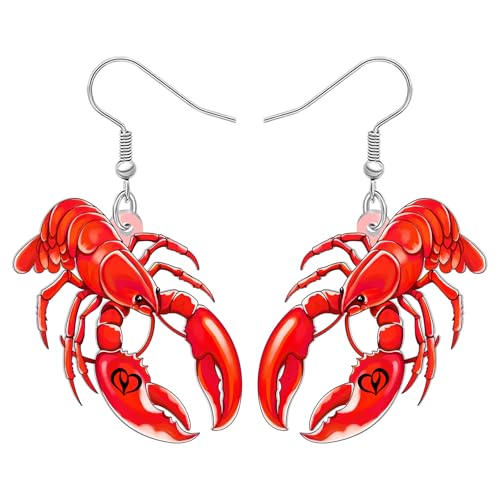 NEWEI Acryl Niedliche Meerestier Hummer mit Seestern Ohrringe Hängend für Damen Mädchen Lustige Garnele Schmuck Zubehör Geschenke für Strandliebhaber Urlaub Party Charms (Heiß) von NEWEI