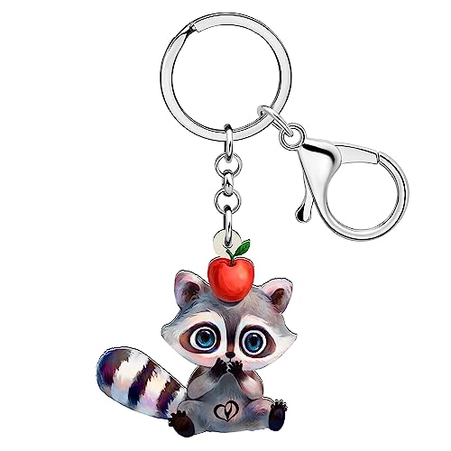 NEWEI Acryl Nord Waschbär Schlüsselanhänger Ringe Anhänger Dschungel Tier Schmuck Handtasche Geldbeutel Auto Charms Geschenk für Frauen Mädchen (Waschbär B) von NEWEI