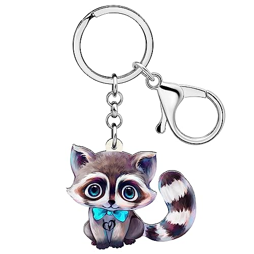 NEWEI Acryl Nord Waschbär Schlüsselanhänger Ringe Anhänger Dschungel Tier Schmuck Handtasche Geldbeutel Auto Charms Geschenk für Frauen Mädchen (Waschbär C) von NEWEI