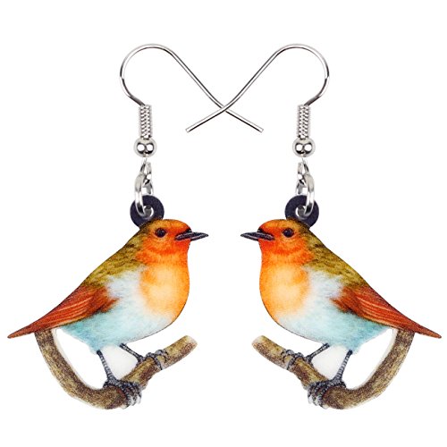 NEWEI Acryl Süß Robin Vogel Ohrringe Mode Schmuck Tropfen Baumeln Charms für Damen Mädchen Kinder Geschenk (Gelb) von NEWEI