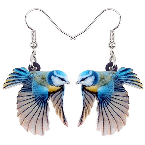 NEWEI Acryl Süße Blaumeise Vogel Ohrringe Baumeln Mode Tier Schmuck für Damen Mädchen Geschenk Party Charms (Blau) von NEWEI