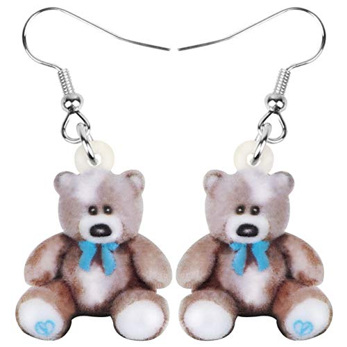 NEWEI Acryl Süße Braun Puppe Bär Ohrringe Tropfen Tier Schmuck Für Frauen Mädchen Geschenk Charm Zubehör (Braun) von NEWEI