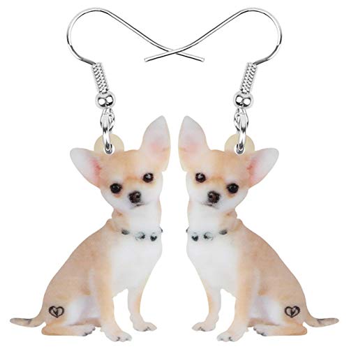 NEWEI Acryl Süße Chihuahua Hund Ohrringe Dangle Drop Für Frauen Kinder Welpe Tier Haustier Schmuck Geschenk Charm (Weiß) von NEWEI