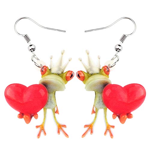 NEWEI Süß Acryl Frosch Ohrringe Hängend Tropfen Für Damen Mädchen Kinder Tier Ornamente Schmuck Deko Charme Geschenk (Kirsche) von NEWEI