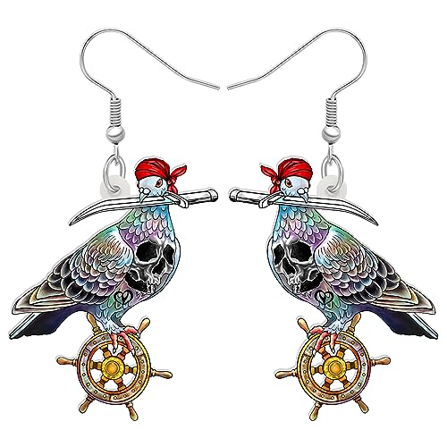 NEWEI Acryl Taube Vogel Ohrringe Dangle Schmuck für Frauen Mädchen Charm Geschenk (Pirat) von NEWEI