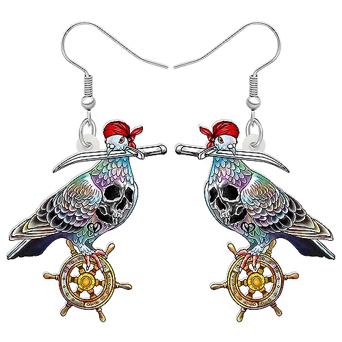 NEWEI Acryl Taube Vogel Ohrringe Dangle Schmuck für Frauen Mädchen Charm Geschenk (Pirat) von NEWEI