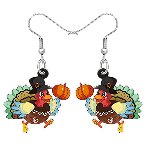 NEWEI Acryl Thanksgiving Anime Truthahn Huhn Ohrringe Für Frauen Kind Mode Charm Schmuck Geschenke (Grün) von NEWEI