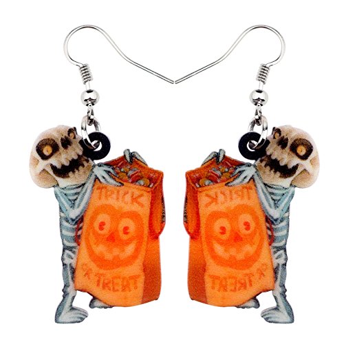 NEWEI Acryl Tropfen Halloween Heulender Geist Ohrringe Hängend für Mädchen Frauen Geschenk Modeschmuck Charms (Orange) von NEWEI