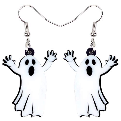 NEWEI Acryl Tropfen Halloween Heulender Geist Ohrringe Hängend für Mädchen Frauen Geschenk Modeschmuck Charms (Weiß) von NEWEI