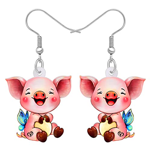 NEWEI Acryl Valentinstag Stirnband Schwein Ohrringe Tropfen Dangle Nette Haustier Schmuck Für Frauen Charm (Pig F) von NEWEI