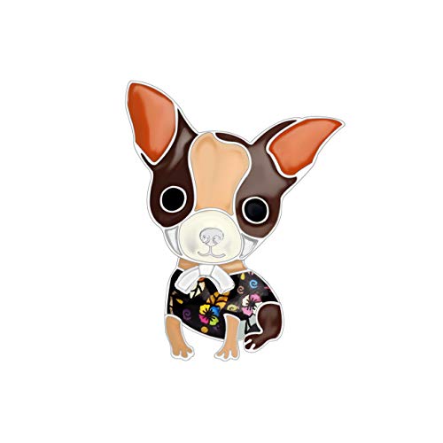 NEWEI Emaille Chihuahua Brosche Pin Mode Hund Schmuck für Damen Mädchen Geschenke Charms Accessories (Braun) von NEWEI