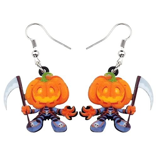 NEWEI Cute Acryl Halloween Hexe Ohrringe Kürbis Dangle für Frauen Mädchen Festival Schmuck Geschenke Charme (Aprikose) von NEWEI