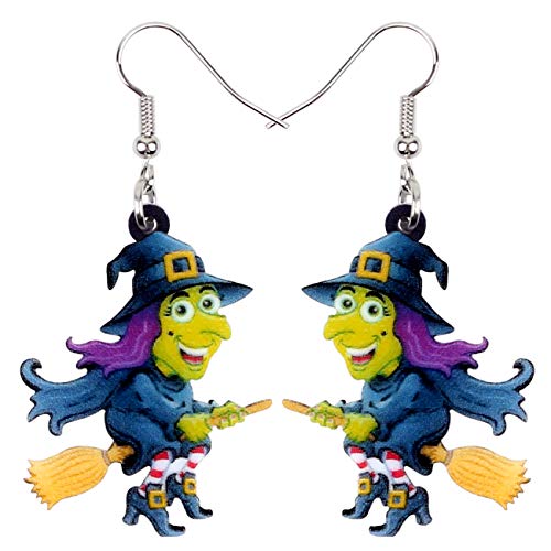 NEWEI Cute Acryl Halloween Hexe Ohrringe Kürbis Dangle für Frauen Mädchen Festival Schmuck Geschenke Charme (Limette) von NEWEI