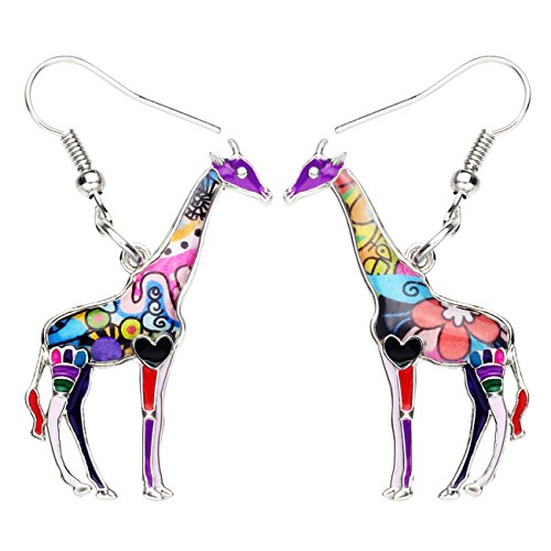 NEWEI Cute Emaille Giraffe Ohrringe Mode Tier Ohrringe Giraffe Schmuck für Damen Mädchen Charms Giraffen Geschenk Deko (Violett) von NEWEI
