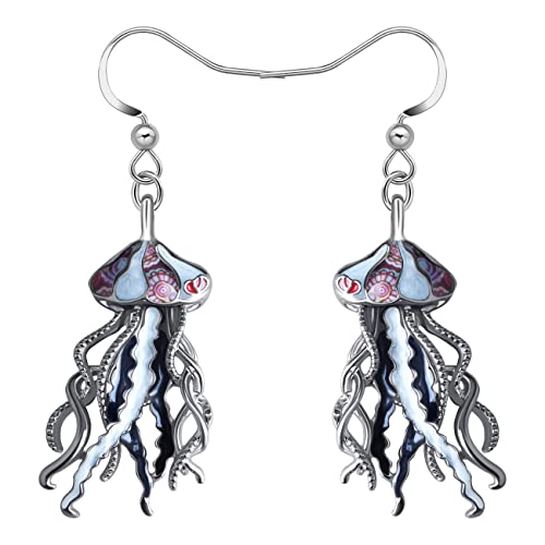 NEWEI Cute Emaille Wal Oktopus Qualle Hai Ohrringe Seepferdchen Strand Schmuck für Damen Frauen Mädchen Meerestiere Geschenke (Schwarze Qualle) von NEWEI