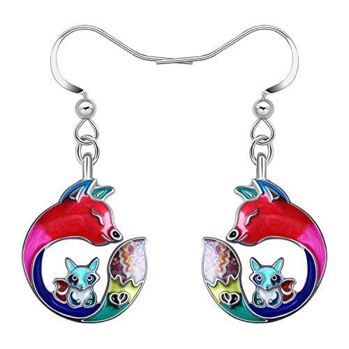 NEWEI Cute Fuchs Ohrringe Hängend Emaille Paar Füchse Schmuck Geschenke Tier Hypoallergene Charms für Damen Mädchen (Mehrfarbig) von NEWEI