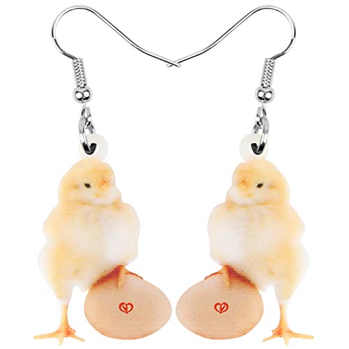 NEWEI Cute Hühner Ohrringe Charms Acryl Huhn Geschenke Bauernhof Tiere Schmuck für Damen (Beige) von NEWEI