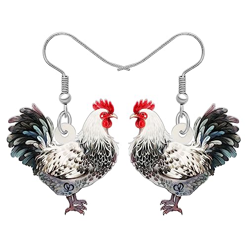 NEWEI Cute Hühner Ohrringe Charms Acryl Huhn Geschenke Bauernhof Tiere Schmuck für Damen (Huhn C) von NEWEI