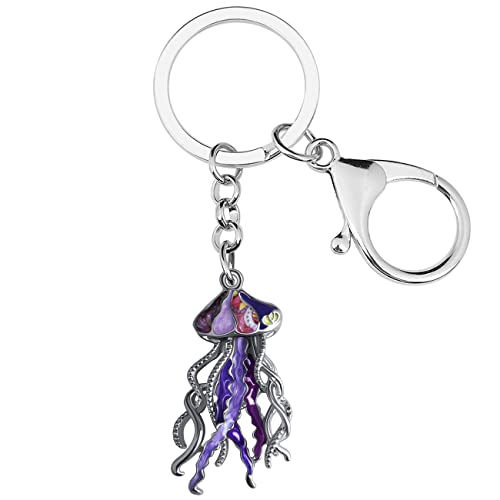 NEWEI Cute Jellyfish Keychain Quallen Schlüsselanhänger für Damen Mädchen Tiere Geldbörse Auto Charms (Lila) von NEWEI