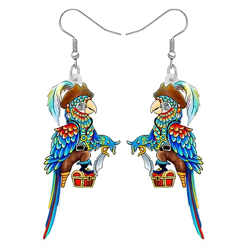 NEWEI Cute Macaw Papagei Vogel Ohrringe für Damen Mädchen Damen Acryl Tiere Schmuck Geschenke Charms (Pirat A) von NEWEI