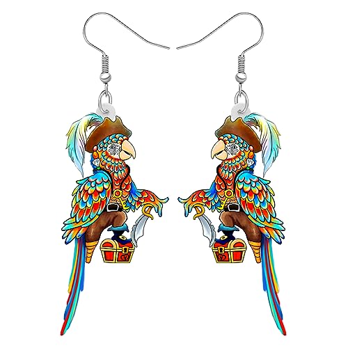 NEWEI Cute Macaw Papagei Vogel Ohrringe für Damen Mädchen Damen Acryl Tiere Schmuck Geschenke Charms (Pirat B) von NEWEI