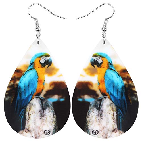 NEWEI Acryl Cute Ara Papagei Vogel Ohrringe Hängend für Damen Mädchen Tiere Schmuck Geschenke Charms (Himmel) von NEWEI